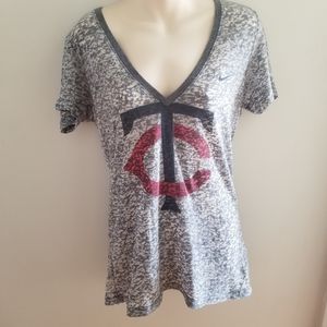 MN Twins V Neck Burn Out Tee